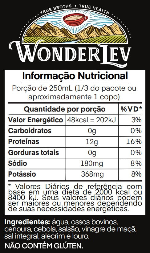 Tabela Nutricional Caldo de Ossos WonderLev
