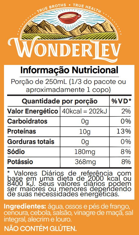 Tabela Nutricional Caldo de Ossos de Frango WonderLev - Caldo de Osso e Pé de Galinha