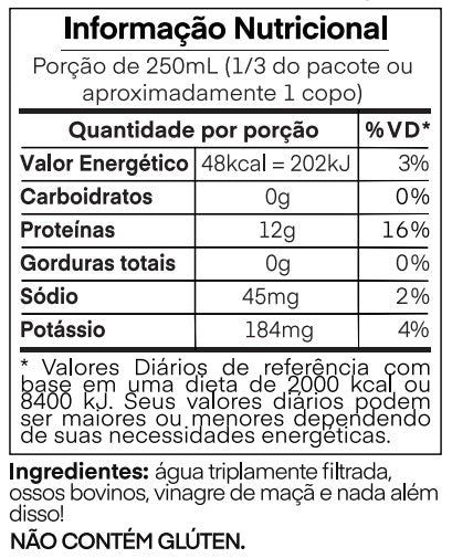 Tabela Nutricional Caldo de Osso Bovino Neutro WonderLev