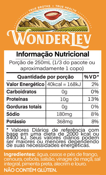 Tabela Nutricional Caldo de Ossos de Frango WonderLev - Caldo de Osso e Pé de Galinha